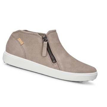 Baskets Ecco Soft 7 Side Zipie Femme Grise | FR 243RVD